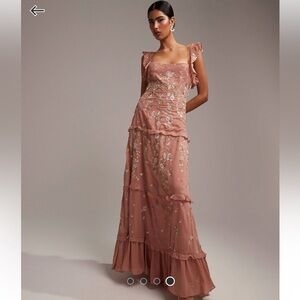 ASOS DESIGN Petite Bridesmaid cami embellished maxi dress in rose